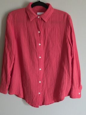Aritzia Little Moon Women's Sail Shirt 100% Cotton Button-Up Gauze Pink Size XS